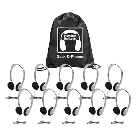 Hamiltonbuhl Sack-O-Phones, 10 HA2 Personal Headsets, Foam Ear Cushions SOP-HA2